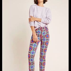 Anthropologie Multicolor Bold  Patterned Essential Slim trouser sz 10